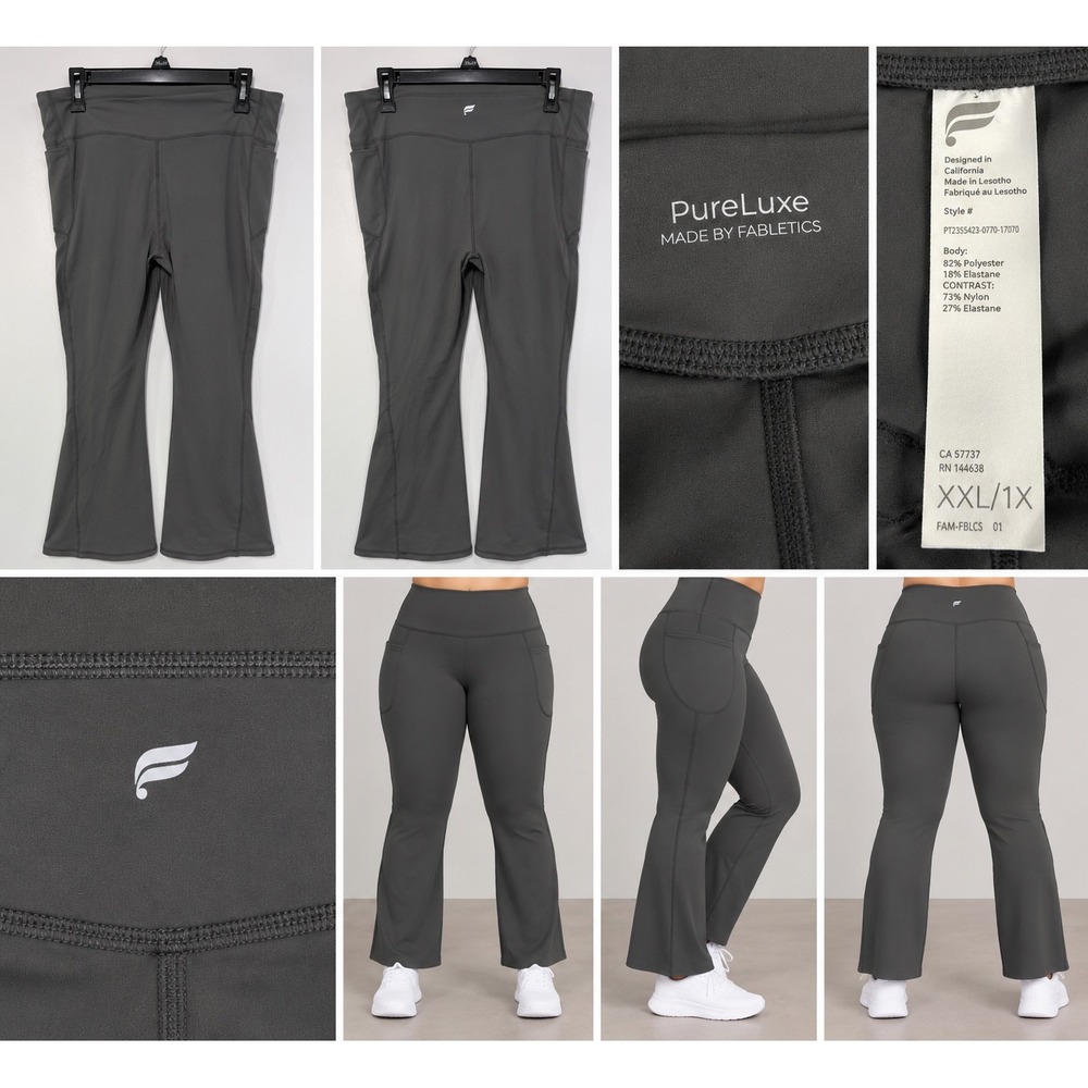 Fabletics PureLuxe Yoga Pants Women XXL/1X Grey Athleisure Sporty Chic Crossover